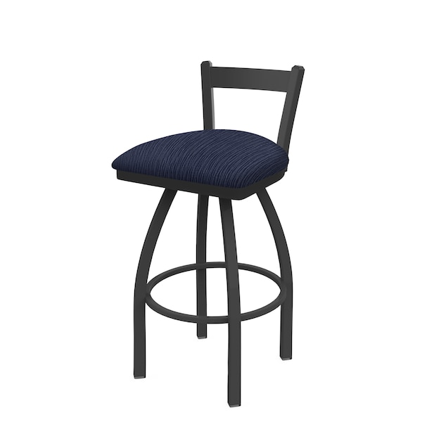 25" Low Back Swivel Counter Stool, Pewter Finish, Graph Anchor Seat